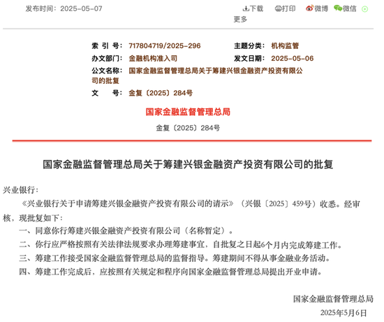在线炒股平台排名 首家股份行旗下AIC来了 兴银金融资产投资有限公司获批筹建